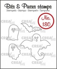 CSCRLBP180 Clear stamp crealies Bits & pieces Spook en vleermuis open